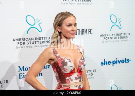 New York, États-Unis. 16 septembre 2024. NEW YORK, NEW YORK - 16 SEPTEMBRE : Emily Blunt assiste au 18e Gala annuel de l'American Institute for bégaiting organisé par Emily Blunt le 16 septembre 2024 à New York. Crédit : Ron Adar/Alamy Live News Banque D'Images