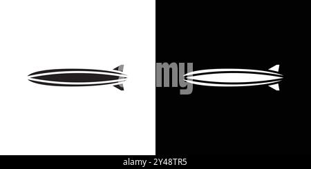 Icône de dirigeable vecteur d'art de ligne noire en noir et blanc contour set signe de collection Illustration de Vecteur