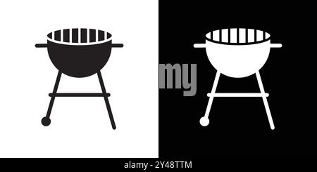 Brazier icône vecteur d'art de ligne noire dans le signe de collection de set de contour noir et blanc Illustration de Vecteur