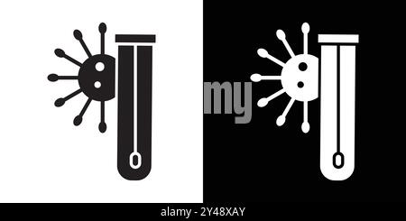 Icône de test PCR vecteur d'art de ligne noire dans le signe de collection d'ensemble de contour noir et blanc Illustration de Vecteur
