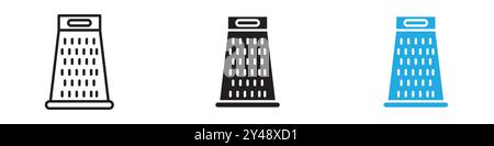 Marque de logo de ligne vectorielle d'icône de râpe à fromage ou style de contour de collection de jeu de symboles Illustration de Vecteur