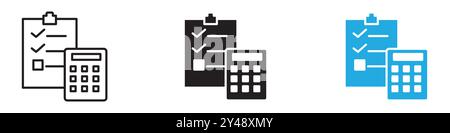 Icône de comptabilité, marque de logo de ligne vectorielle ou style de contour de collection de jeu de symboles Illustration de Vecteur