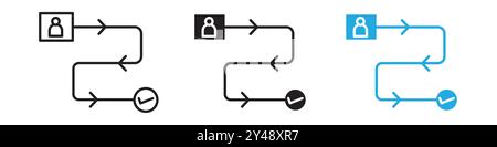 Marque de logo de ligne vectorielle d'icône de parcours du client ou style de contour de collection de jeu de symboles Illustration de Vecteur