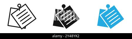 Icône de notes autocollantes marque de logo de ligne vectorielle ou style de contour de collection de jeu de symboles Illustration de Vecteur