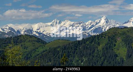 Le Glockner Group montagne par une journée ensoleillée au printemps, la section centrale de la chaîne principale des Alpes Mühlbach am Hochkönig Autriche Banque D'Images