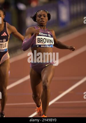 Brittany Brown, des États-Unis, en compétition sur le 200m féminin à la finale d'athlétisme de la Memorial Van Damme Diamond League au stade King Baudouin à Brusse Banque D'Images