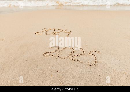 Inscription de Noël 2005 sur la plage Banque D'Images