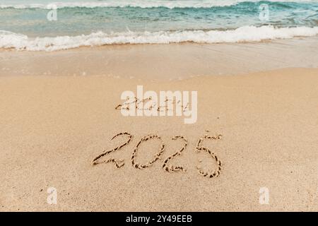 Inscription de Noël 2005 sur la plage Banque D'Images