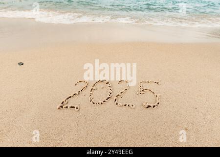 Inscription de Noël 2005 sur la plage Banque D'Images