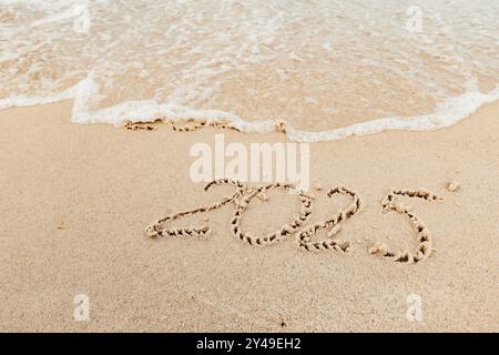 Inscription de Noël 2005 sur la plage Banque D'Images