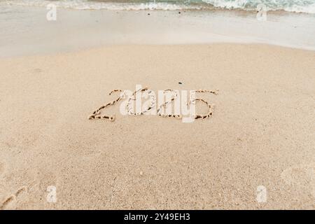 Inscription de Noël 2005 sur la plage Banque D'Images