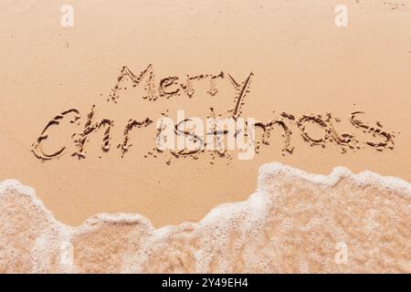 inscription mary christmas au bord de la mer Banque D'Images