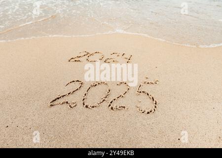 Inscription de Noël 2005 sur la plage Banque D'Images