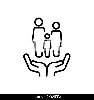 Mains tenant un symbole de famille. Icône de protection de la famille. Illustration de Vecteur