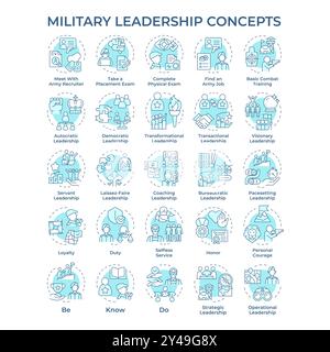 Icônes de concept bleu doux de leadership militaire Illustration de Vecteur