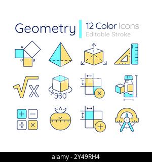 Icônes de couleur RVB de géométrie définies Illustration de Vecteur