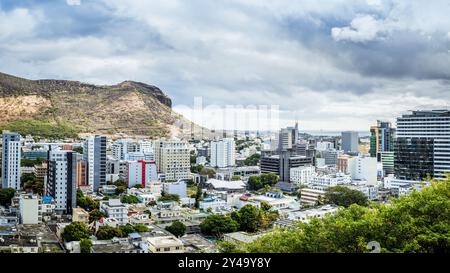 Vue sur la ville de Port Luis, capitale de l'île Maurice, Afrique Banque D'Images