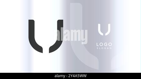 Logo futuriste audacieux monogramme, lettre minimaliste élégante U pour entreprise technologique innovante, science bio Lab, label sportif, futuriste et cosmique inspiré Illustration de Vecteur