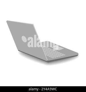 Ordinateur portable gris sur fond blanc, illustration vectorielle Illustration de Vecteur