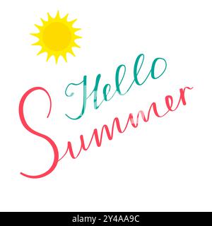 Lettrage sur l'été, manuscrit bonjour l'été Illustration de Vecteur