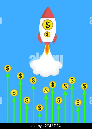 La croissance du dollar sur le marché mondial, illustration vectorielle Illustration de Vecteur