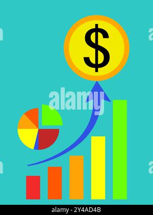 La croissance du dollar sur le marché mondial, illustration vectorielle Illustration de Vecteur