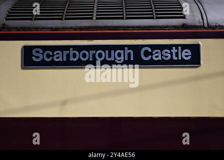 West Coast Railways Class 57/3 diesel No 57313 Château de Scarborough à la gare de Carlisle Citadelle, à l'arrière de la Northern belle de Hull.. Banque D'Images