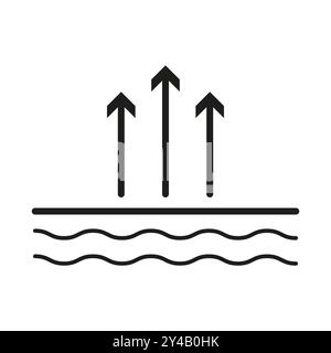 Symbole d'augmentation de la chaleur. Flux d'air et concept thermique. Vecteur flèches vers le haut. Icône minimale noire. Illustration de Vecteur