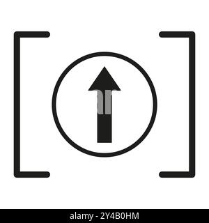 Icône de flèche à l'intérieur du cercle. Symbole de téléchargement simple avec un cadre minimal. Graphique vectoriel abstrait. Design géométrique audacieux. Illustration de Vecteur