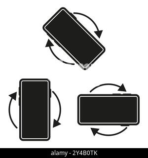 Icônes de rotation du téléphone. Flèches d'orientation du périphérique. Symboles de mouvement du smartphone. Ensemble graphique vectoriel. Illustration de Vecteur