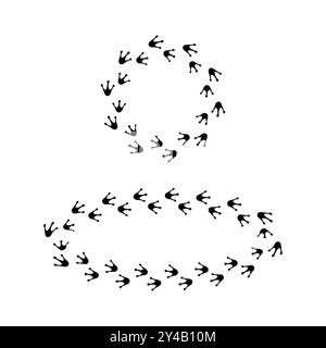 Icône d'empreintes d'oiseau. Motif de piste circulaire. Symbole de traînée d'animaux. Vecteur silhouette noire. Illustration de Vecteur