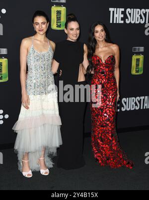 Los Angeles, États-Unis. 16 septembre 2024. Margaret Qualley, Coralie Fargeat et demi Moore arrivant à la première de « The substance » à Los Angeles au Directors Guild Theatre de Los Angeles, EN CALIFORNIE, le 16 septembre 2024 © Majil/ Credit : AFF/Alamy Live News Banque D'Images