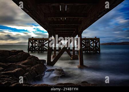 Portencross Pier, North Ayrshire, Écosse, Royaume-Uni. Banque D'Images