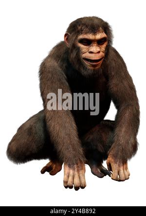 Rendu 3D d'un grand singe chimpanzé isolé sur blanc arrière-plan Banque D'Images