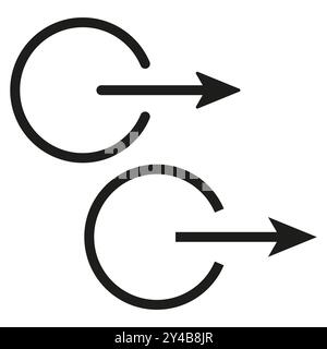 Icône flèche à l'intérieur d'un cercle. Symbole de navigation directionnelle. Mouvement avant abstrait. Design minimaliste vectoriel. Illustration de Vecteur