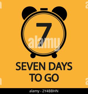 Illustration du compte à rebours. Numéro sept Focus. Sept jours avant d'envoyer un SMS. Fond jaune vif. Illustration de Vecteur