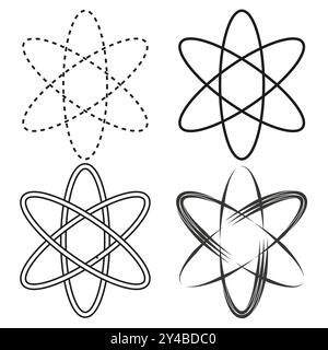 Icônes ATOM définies. Symboles de structure atomique. Graphiques de science et d'énergie. Illustrations vectorielles simples. Illustration de Vecteur