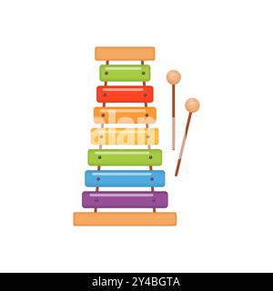 Illustration vectorielle de xylophone en bois coloré, parfait pour les jouets éducatifs des enfants. Illustration de Vecteur