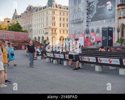 Vienne, Autriche - 17 juillet 2023. Festival du film de Vienne, la plus grande culture d'Europe, festival culinaire. la scène principale du festival à la mairie Banque D'Images