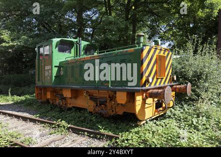 Locomotive EH 388 de l'ancienne aciérie Krupp, monument dans le parc paysager de Duisburg-Nord, Duisburg, Rhénanie du Nord-Westphalie, Allemagne, Europe Banque D'Images