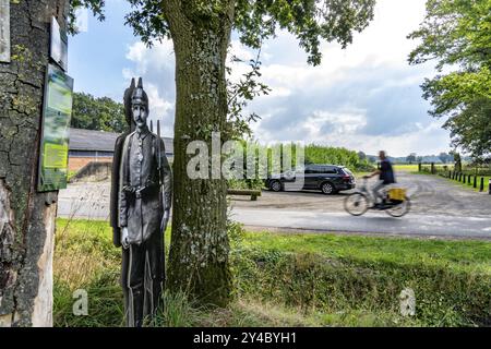 La soi-disant frontière verte, à l'ancien poste frontalier Grenzweg près de Straelen-Kastanienburg et NL Velden, entre l'Allemagne et les pays-Bas, avv Banque D'Images