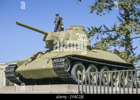 Char T-34/76, mémorial soviétique, Strasse des 17. Juni, Tiergarten, Berlin, Allemagne, Europe Banque D'Images