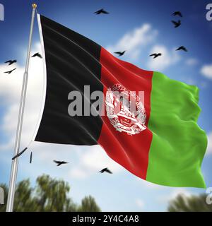 Drapeau de l'Afghanistan, il s'agit d'une image générée par ordinateur et rendue en 3D. Banque D'Images