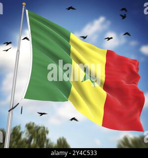 Drapeau du Sénégal, il s'agit d'une image générée par ordinateur et rendue en 3D. Banque D'Images