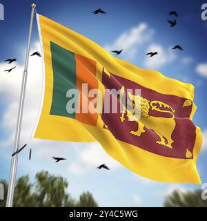 Drapeau du Sri Lanka, il s'agit d'une image générée par ordinateur et rendue en 3D. Banque D'Images