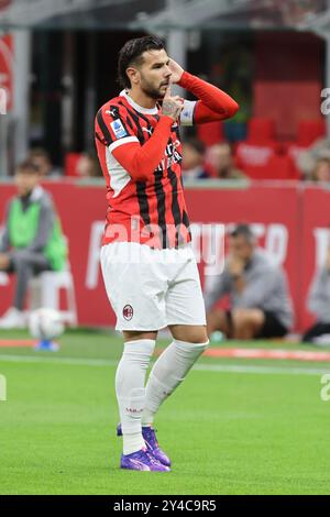 14 septembre 2024 Milano, Italie - AC Milan- Venezia série A - dans l'image : AC Milan Theo Hernandez Banque D'Images