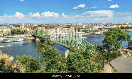 Pont Liberty sur le Danube à Budapest, vue d'en haut Banque D'Images