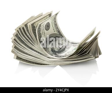 Tas de dollars américain isolé sur fond blanc Banque D'Images