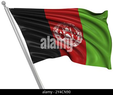 Drapeau de l'Afghanistan, il s'agit d'une image générée par ordinateur et rendue en 3D. Banque D'Images