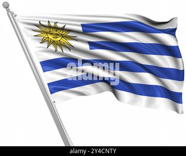 Drapeau de Uruguay, il s'agit d'une image générée par ordinateur et rendue en 3D. Banque D'Images